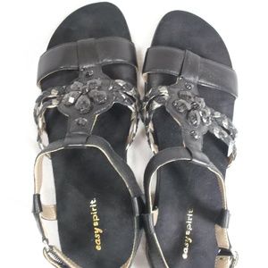 Easy Spirit Black Beaded Sandals Sz 9 M worn once